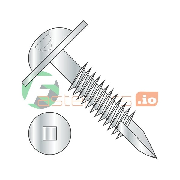Newport Fasteners Wood Screw, #7, 1-1/4 in, Zinc Plated Steel Flange Round Head Square Drive, 7000 PK 140398 - main